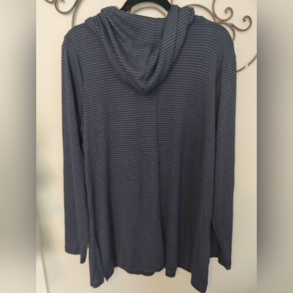 Women's XL Premise Hooded Top Black Blue Striped BNWT - Picture 4 of 4